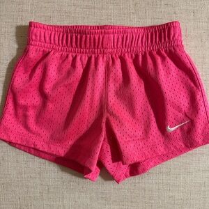 Girls Nike Toddler 2T Bright Pink Mesh Athletic Shorts White Check